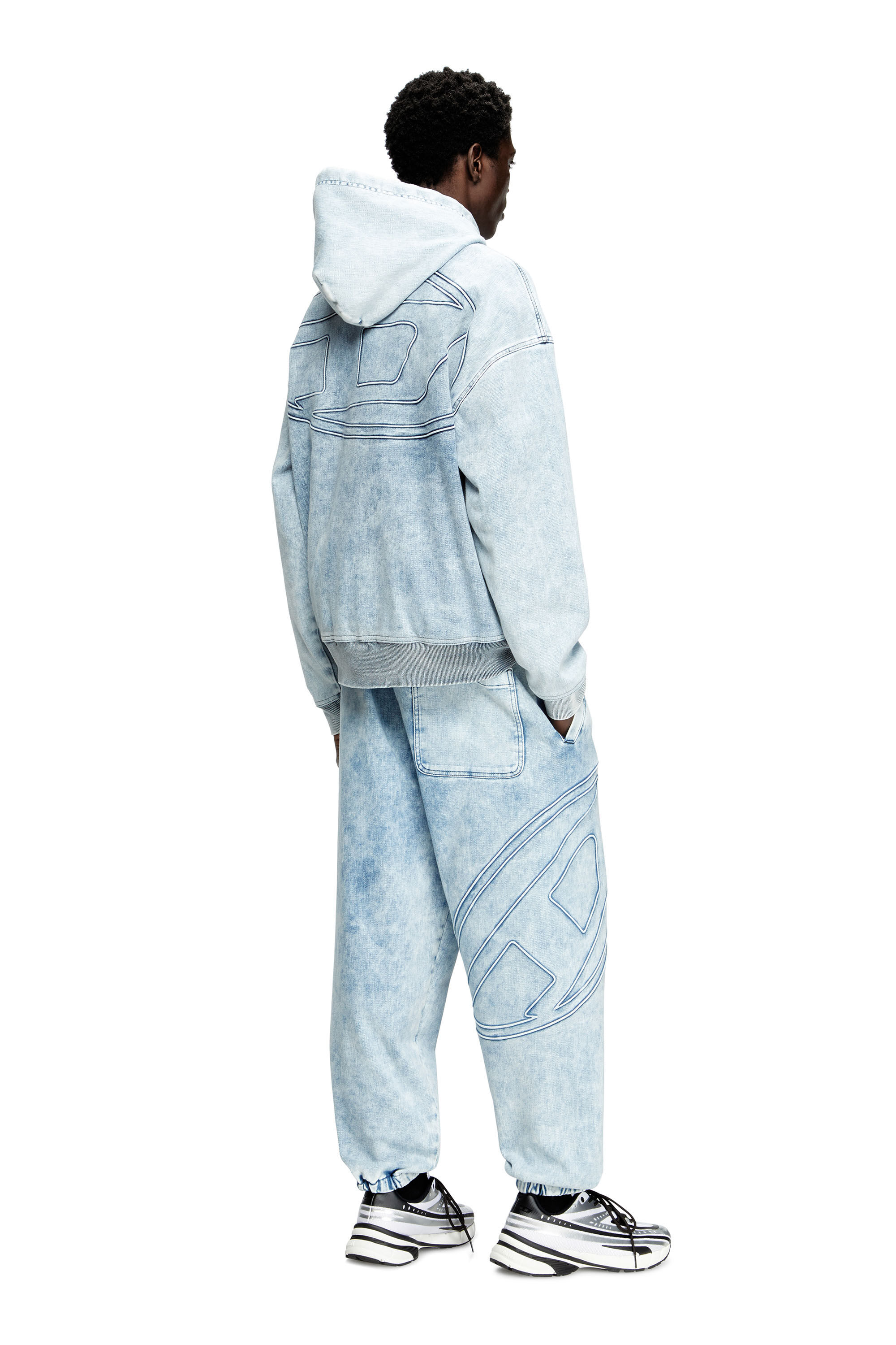 Diesel - D-REBBIT-S-TRACK, Hoodie in denim marmorizzato Unisex in Blu - 1