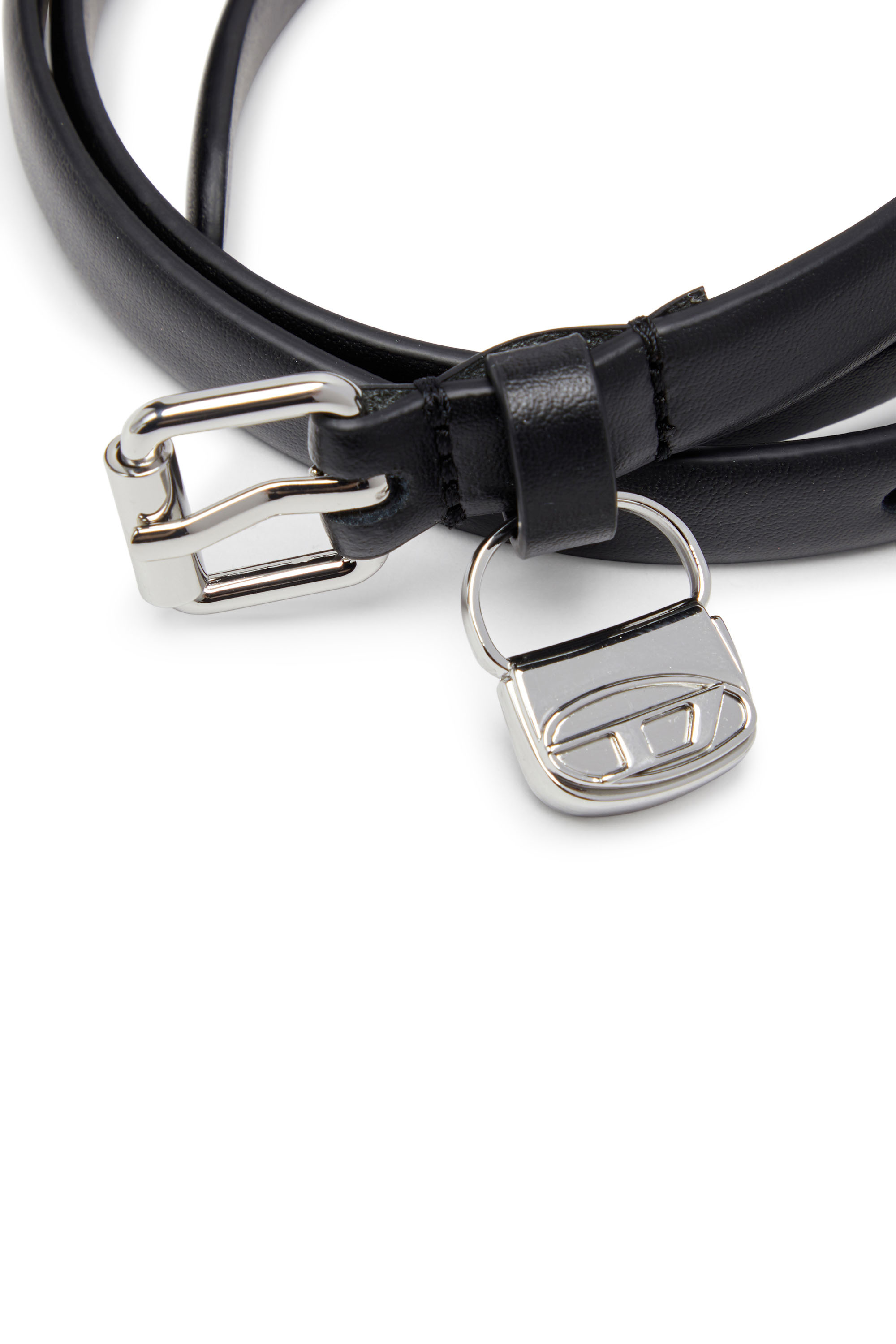 Diesel - B-CHARM HIP, Cintura sottile in pelle con charm 1DR Donna in Nero - 3