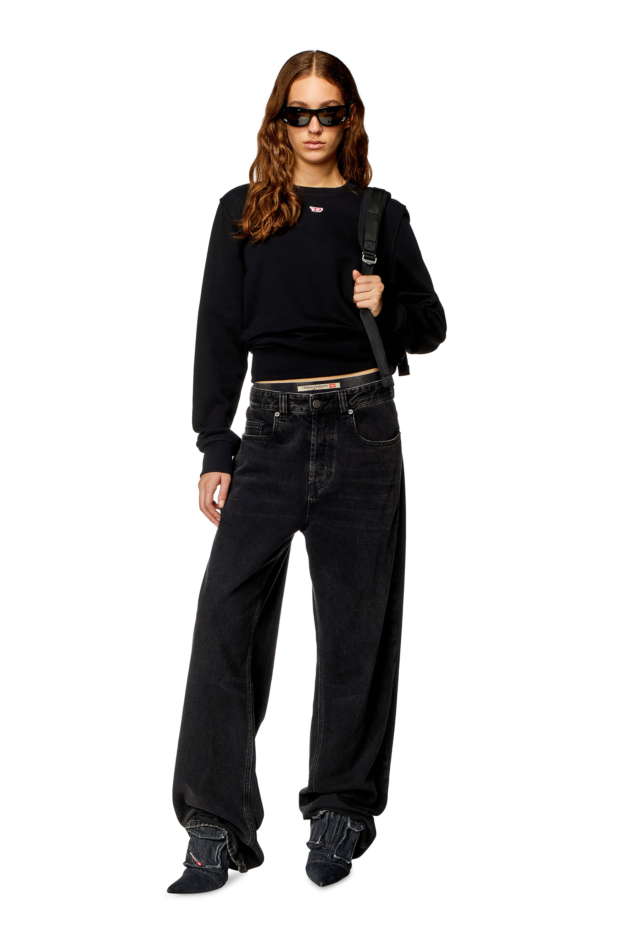 Diesel - S-GINN-D, Felpa con logo D Donna in Nero - 2