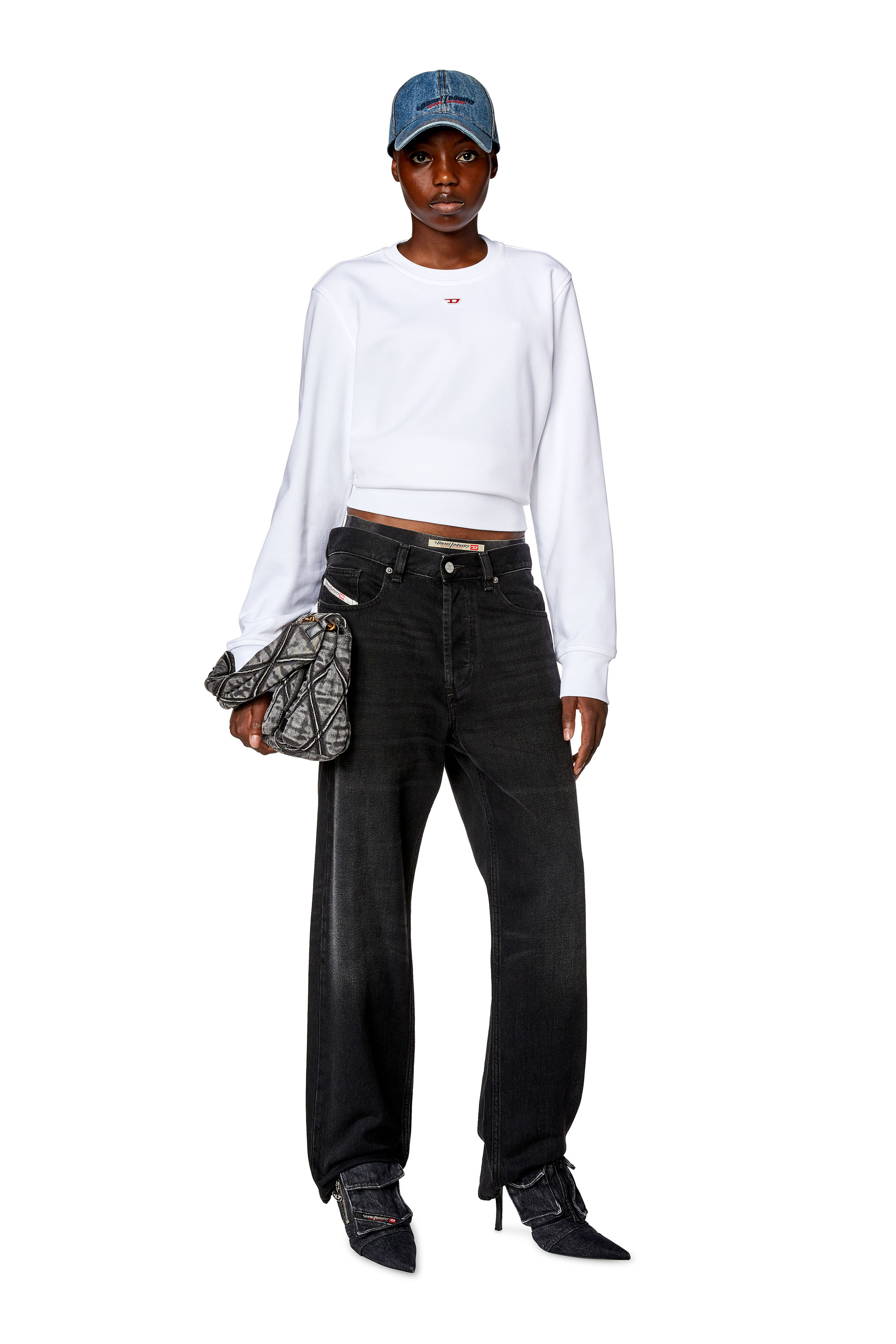 Diesel - S-GINN-D, Felpa con logo D Donna in Bianco - 2