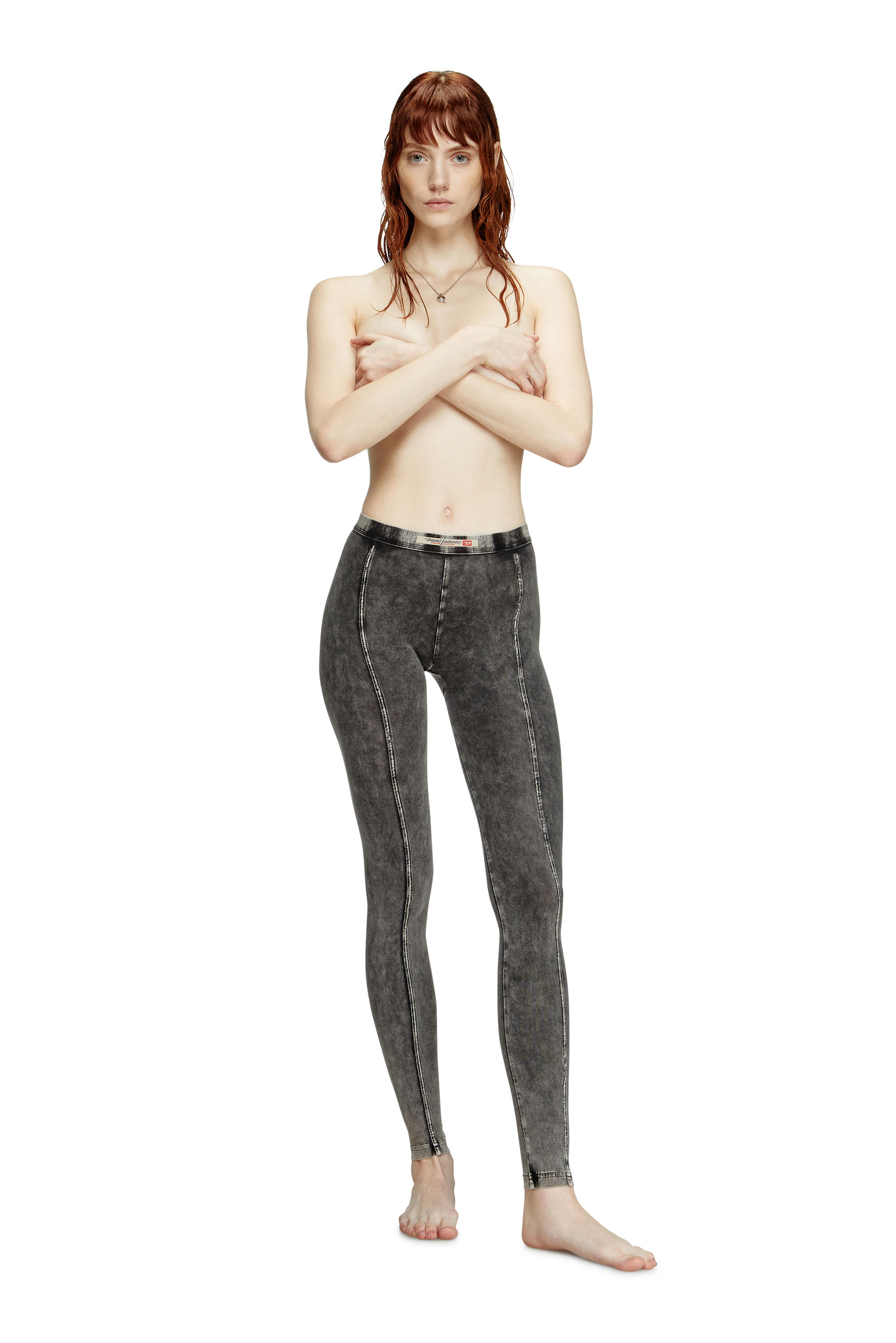 Diesel - ATHENA-DNM, Jeggings in jersey effetto denim Donna in Nero - 1