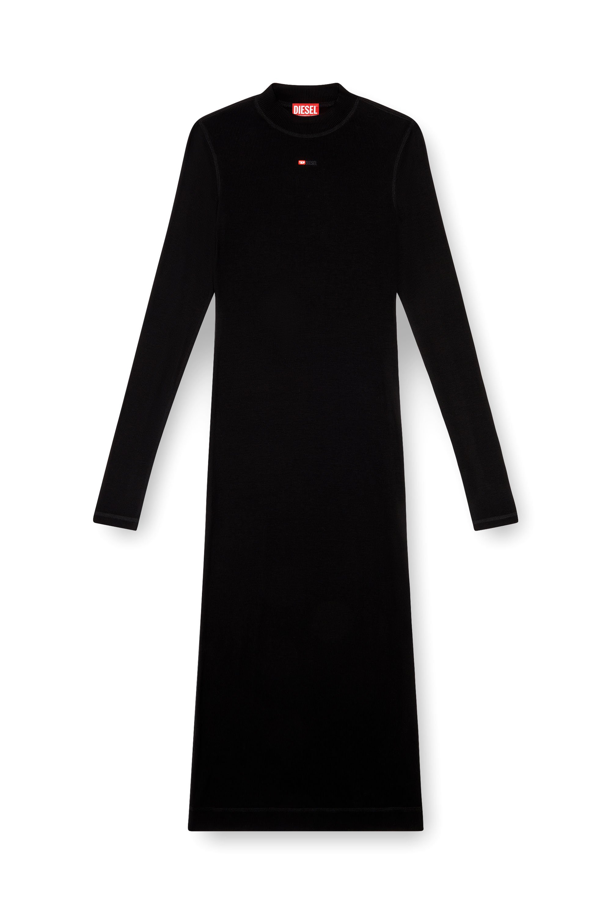 Diesel - D-MOKKY-LS-MICRODIV, Abito midi con collo a lupetto Donna in Nero - 2