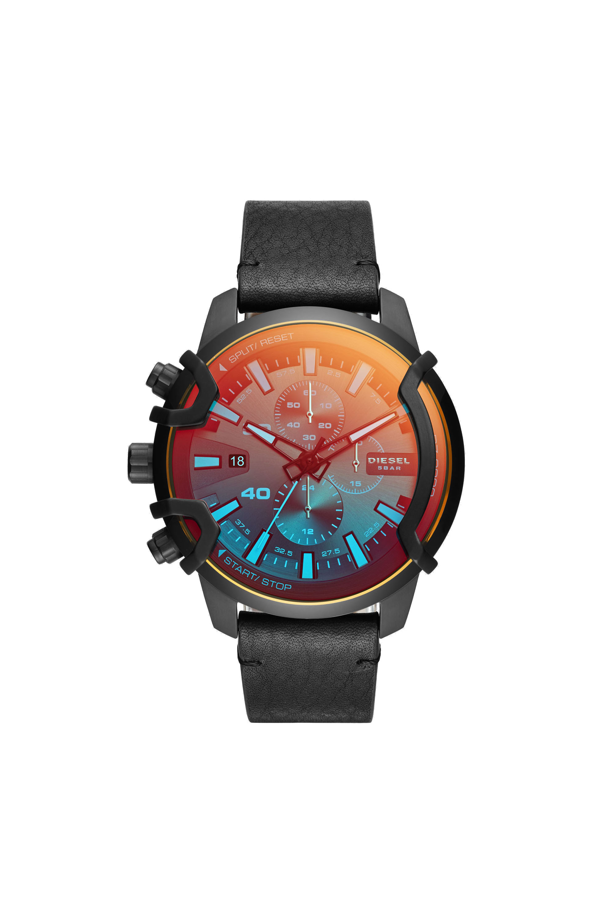 Diesel - DZ4519, Orologio cronografo Griffed con cinturino in pelle nera Uomo in Nero - 1