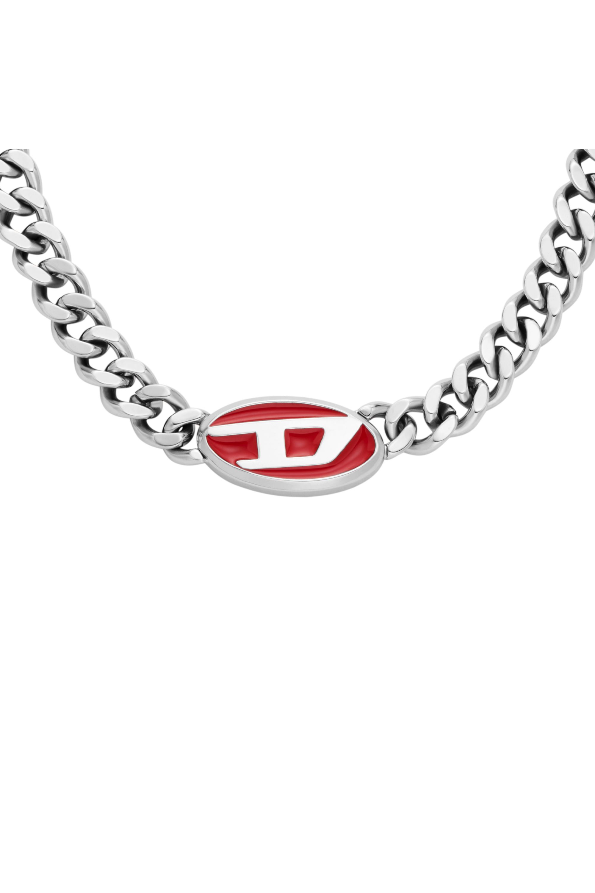 Diesel - DX1446, Collana rossa a catena in acciaio inossidabile Unisex in Argento - 2
