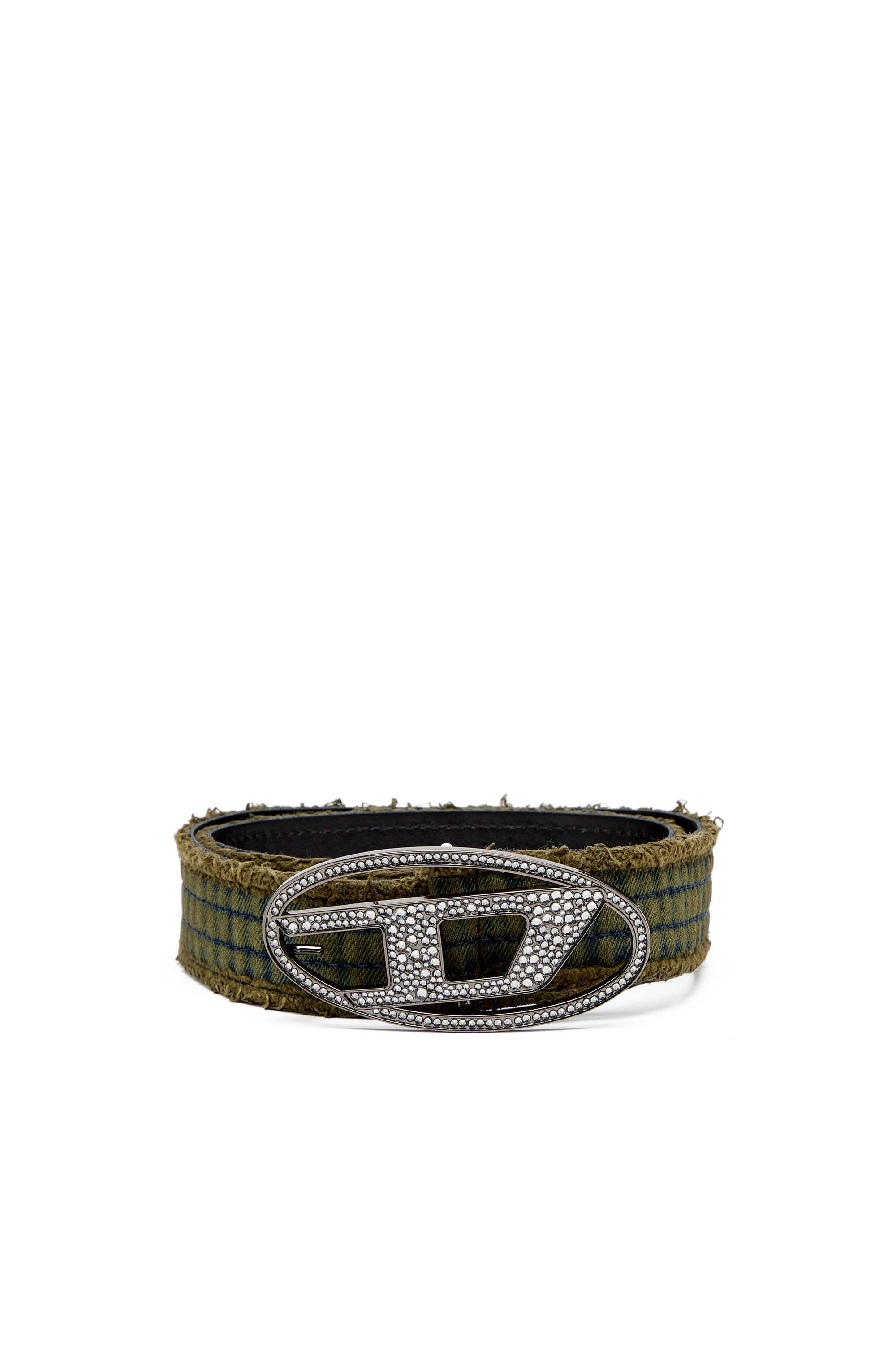 Diesel - B-1DR STRASS, Cintura 3.9 cm in denim pelle con fibbia gioiello Donna in Verde - 1